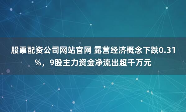 股票配资公司网站官网 露营经济概念下跌0.31%，9股主力资金净流出超千万元